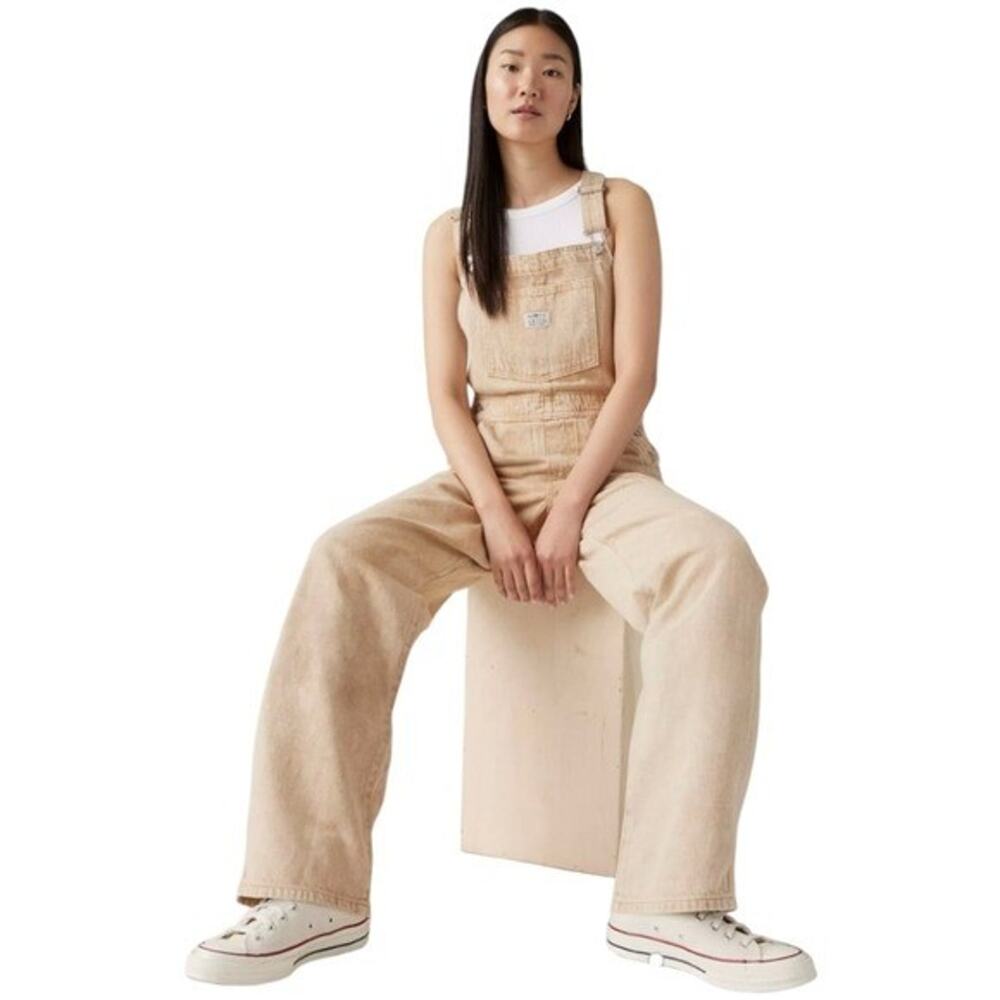 Levi's® Premium BAGGY WOMEN'S UTILITY OVERALLS Chatter Khaki Tan Work MEDIUM
